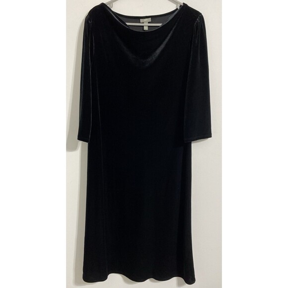 J. Jill Dresses & Skirts - J. Jill Dress Women's M Black Velvet Long Sleeve Sheath Dark Romance Romantic